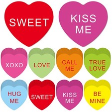 120 PCS Valentine Heart Cutouts Colorful Paper Conversation Candy Cut Outs