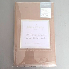 Julian Charles Cotton-Rich Percale Housewife Pillowcase Mocha 180 Thread Count
