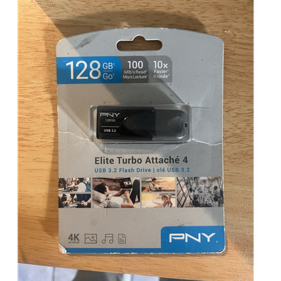 PNY Elite Turbo Attache 4 128GB USB 3.2 Flash Drive Black PC/Mac Backward
