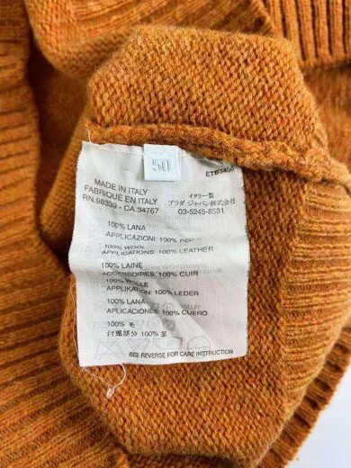 PRADA Knit Sweater (Heavyweight) Size 50 Wool ORN Solid Color Elbow Patch Detail thumbnail 3