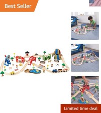 High-Quality 75-Piece Wooden Train Playset with Farm Theme for 3 