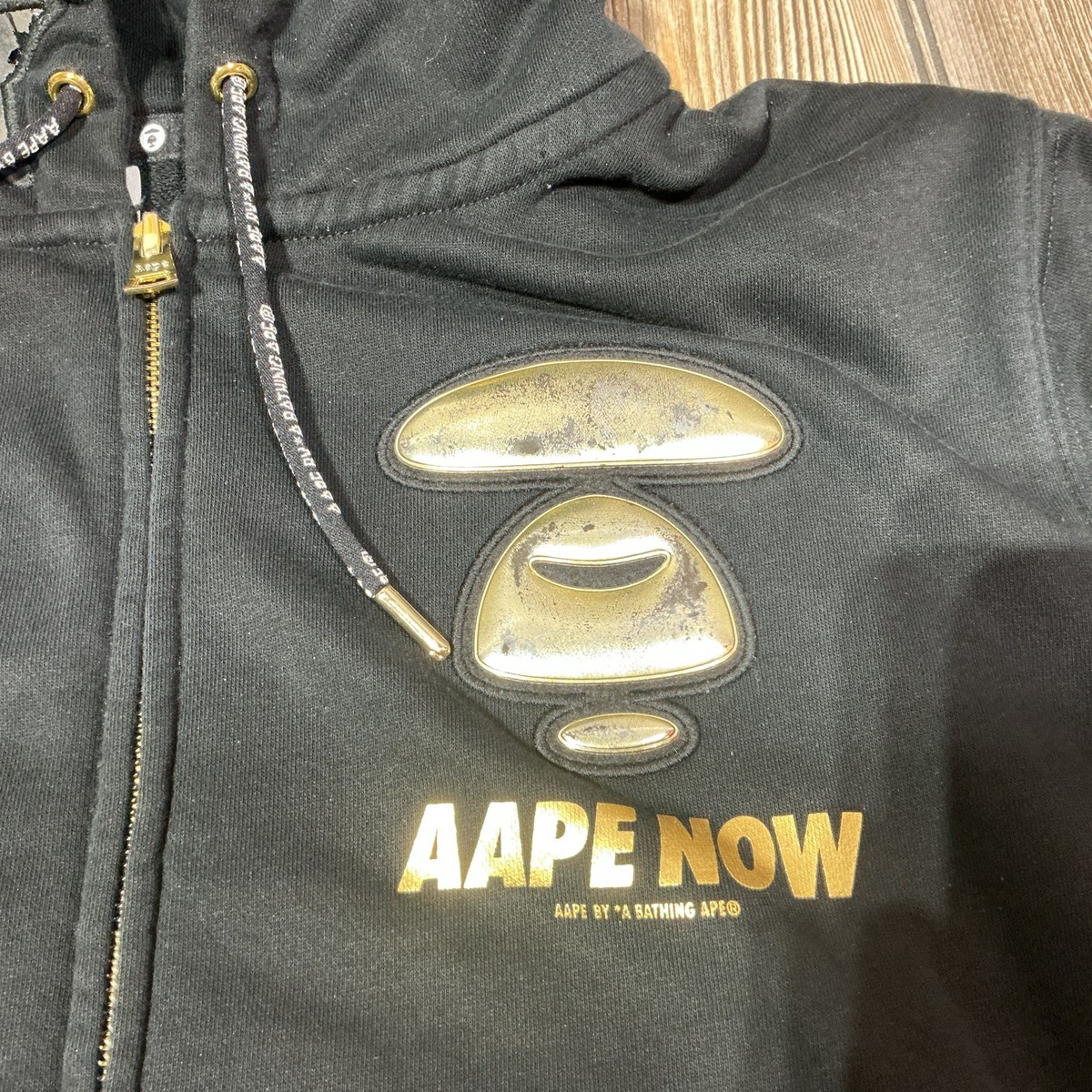 Aape Bathing Universe Men's Large Audi Sport Zip Up Black Hoodie