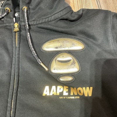 Aape Bathing Universe Men's Large Audi Sport Zip Up Black Hoodie