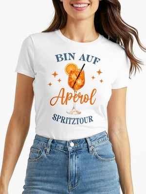Damen T-Shirt Spruch Bin auf Spritztour After Work Party Kostümidee Frauen
