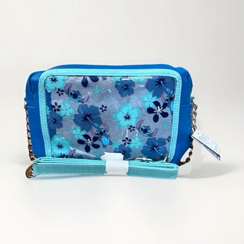 Disney Parks Lilo & Stitch Tropical Floral Crossbody Bag Clear Pocket Blue