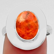 Natural Red Sponge Coral 925 Sterling Silver Ring s.7.5 Jewelry R-1082