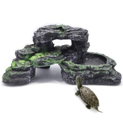 Reptile Hide Resin Turtles Dock for Aquarium (Size: 7.1 x 4.7 x 2.7 inches), ...