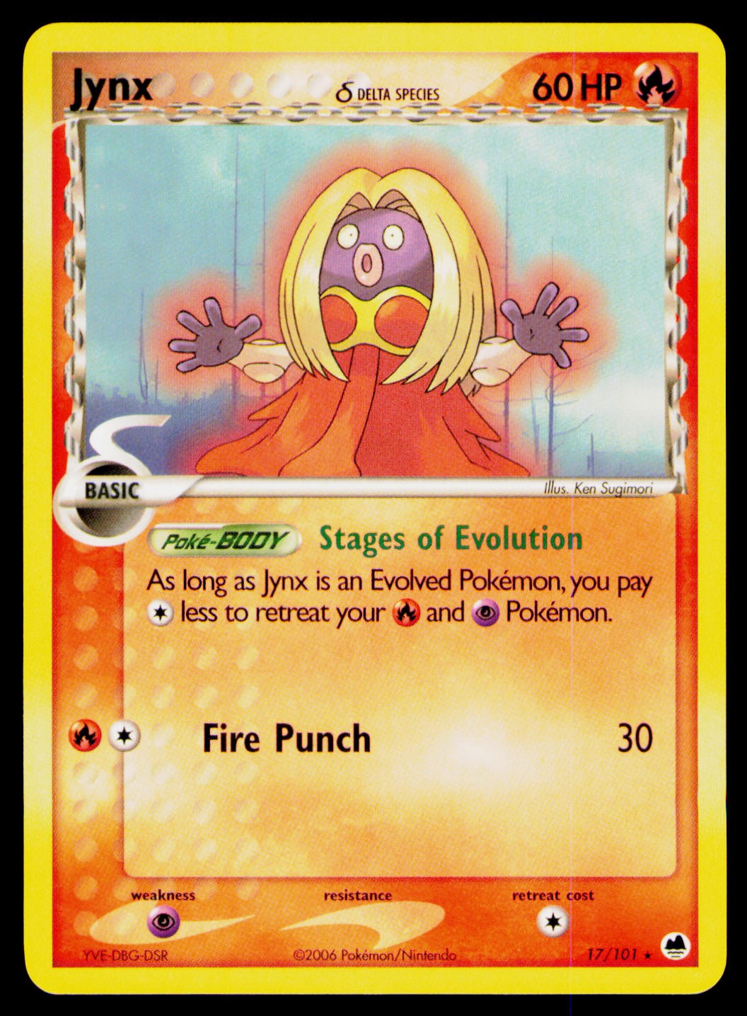 Jynx Delta Species Normal #17/101 Rare Pokemon Dragon Frontiers NM