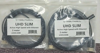 Tributaries UHD SLIM High Speed w Ethernet 2m/6.6' Cables  UHDS-020B (Lot of 2)