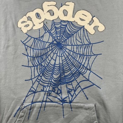 Sp5der Web Hoodie Sweatshirt Mens XL Sky Blue Pullover Spider