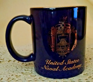 US Naval Academy Mug Blue Gold Ex Scientia Tridens USNA M Ware Coffee Tea Cup