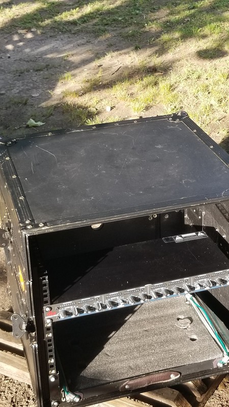 MR.DJ. PRO DJ CUBE WITH DBX AUDIO EQUIPMENT  GEAR  APPROX. 24" X 22" X 20"