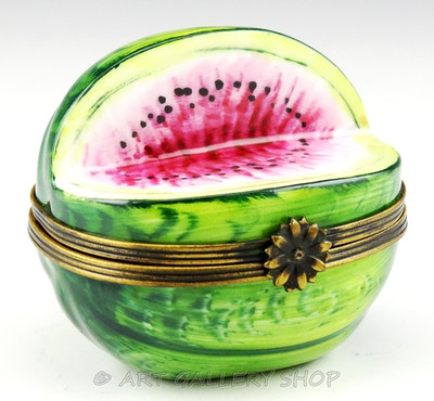 Limoges France Chamart Pein Main HANDPAINTED WATERMELON FRUIT TRINKET BOX