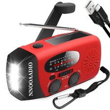 2000mAh SOS Alarm Emergency AM FM Weather Radio, 3LED Type-C Hand Crank Solar...