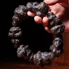 Hainan Agarwood Kyara Burl Wormhole Bracelet Natural Shape Collectible with Cert