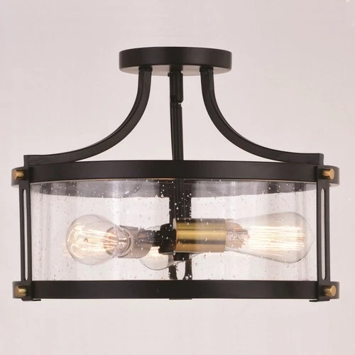 Vaxcel - Holbrook 3-Light Semi-Flush Mount in Industrial and Drum Style 11 Inch - Picture 2 of 4