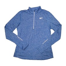 Nike Dri-fit Men's 1/4 Zip Heathered Blue Long Sleeve Running Top - Size Medium