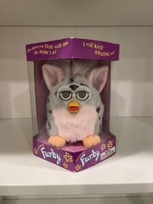 1998 Original Furby Snow Leopard Grey Pink Green Eyes NIB w/Tag - Model 70-800