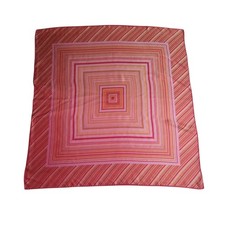 Vtg Talbots Scarf 100 Silk Pink Orange Stripe Square 35" x 35" Geometric Korea