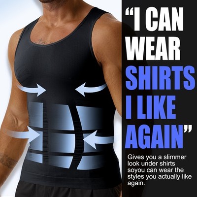 Men Slimming Body Shaper Belly Chest Compression Vest Girdle T-Shirts Tank Top