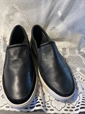 Vionic Kearny Women's Sneaker Black Leather 8 .5 Slip On Platform Comfort Shoes