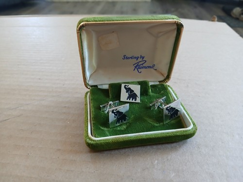Ensemble Vintage Boutons De Manchette Et Stick De Cravate En Argent Sterling - Marque O.W.L.