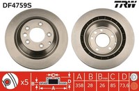 2X Bremsscheibe TRW Single DF4759S FüR VW Touareg 7L7 Audi 4LB Q7 7LA Cayenne