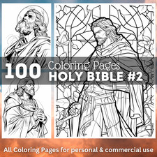 100 Holy Bible 2 Coloring Pages to Print Digital POD Permission No. 286