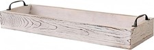 16" Rustic Whitewash Wood Serving Tray with Handle