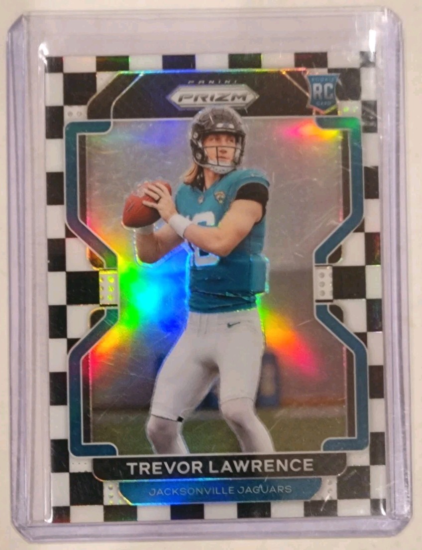 Trevor Lawrence 2021 Prizm Football Black & White Checker SSP Rookie Card #331