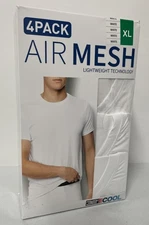 32 Degrees Cool Men's 4-Pack Air Mesh Crew Neck T-Shirts Tee WHITE XL Quick Dry