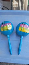 8" Hand Made Genuine Mexican Real Wooden Blue Maracas Pack of 2 
