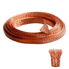 9.84ft 5/16 Inch Flat Copper Braided Ground Strap Wire Expandable Metal Sheath S