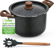 Pentola Pasta 4,7 Litri, Pentola Con Scolapasta Incorporato E Forchettone, Pento