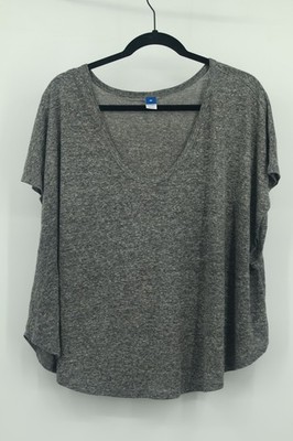 Old Navy Women's V-Neck Dolman Sleeves Gray Tunic Top 3X Plus Sz Linen Polyester