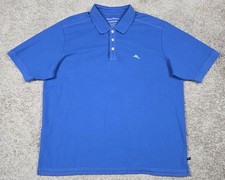 Tommy Bahama Island Zone Logo Polo Shirt Blue Supima Cotton Short Sleeve