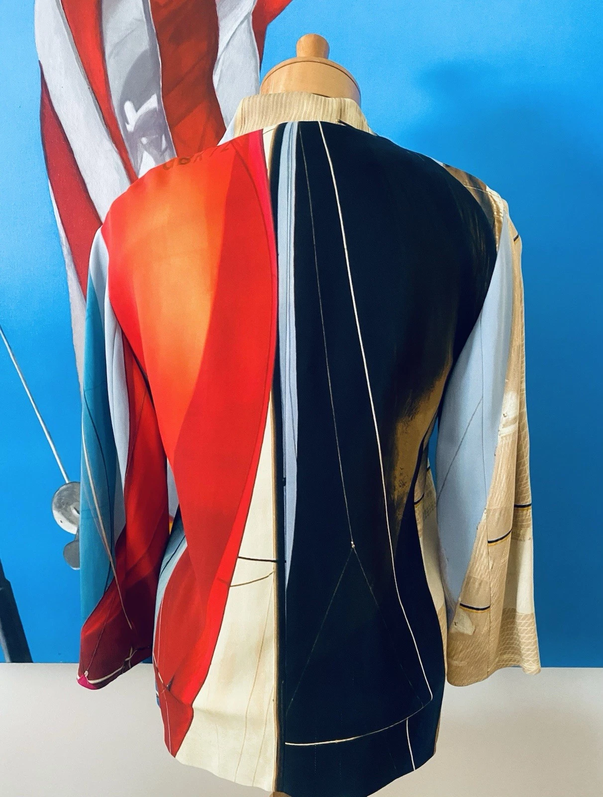 HERMÈS RARA SCIARPA HERMES AKRIS PUNTO BERGDORF GOODMAN GRAFICA STAMPA VELA STAMPA ZIP USATA IN OTTIME CONDIZIONI