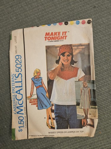 McCalls Sewing Patterns Womens size Large Vintage Shirt Cut
