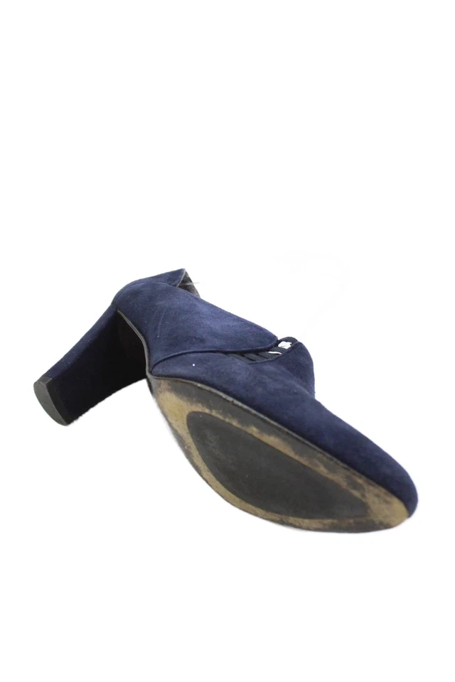 Zapatos de salón Stuart Weitzman para mujer sin cordones tacón ancho punta azul marino gamuza talla 7,5 Foto 4 de 4