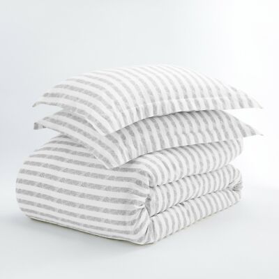 3PC Duvet Cover Set Puffed Rugged Stripes By Kaycie Gray Fashion