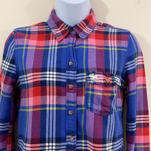 Abercrombie & Fitch Long Sleeve Plaid Flannel dwoButton Up Shirt Women's Size S - 第 2/8 張圖片
