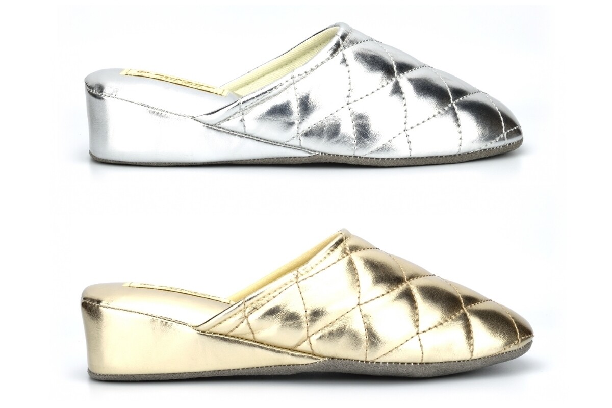 PANTOFOLA D’ORO Dunlop ciabatte donna tacco zeppa donna mulo ciabatte glitter lucido