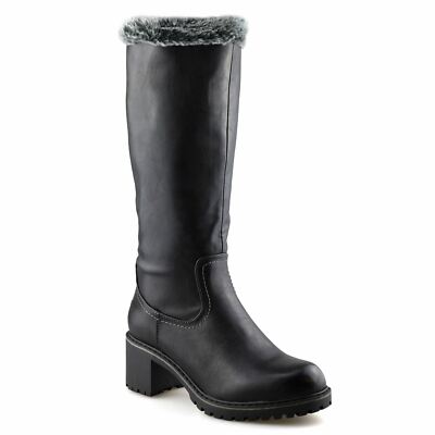Damen Blockabsatz mittlere Wade Reißverschluss Winter Reiten Biker Stiefel Schuhe Größe