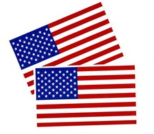 2 American Flag Decal Stickers - 2.38" x 4" forward facing USA pride glory