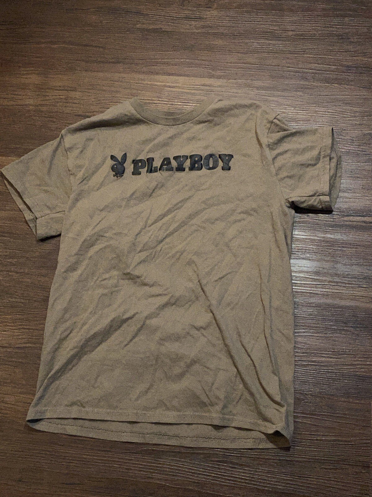 Playboy Women's Brown T-Shirt Size Small Black Logo