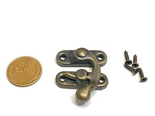 Clasp Box Latch mini bronze antique doll house swing arm 3.3cm x2.7cm