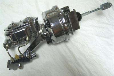7'' Disc Drum Power Booster + Bail Top Master Cylinder & Straight Brkt Kit CHROME