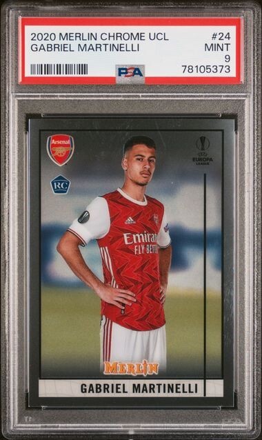 GABRIEL MARTINELLI 2020 TOPPS MERLIN CHROME UCL #24 ROOKIE RC PSA 9