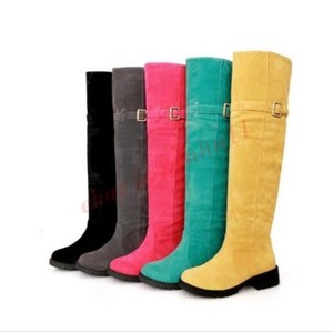 pink suede knee high boots