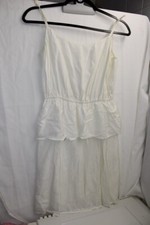 Women's Tango&Twist 38 White Sleeveless Strap V Neck Elastic Waist White Minidre